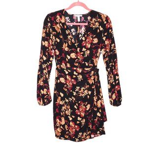 Leith Long Sleeve Faux Wrap Dress Floral Size XXS